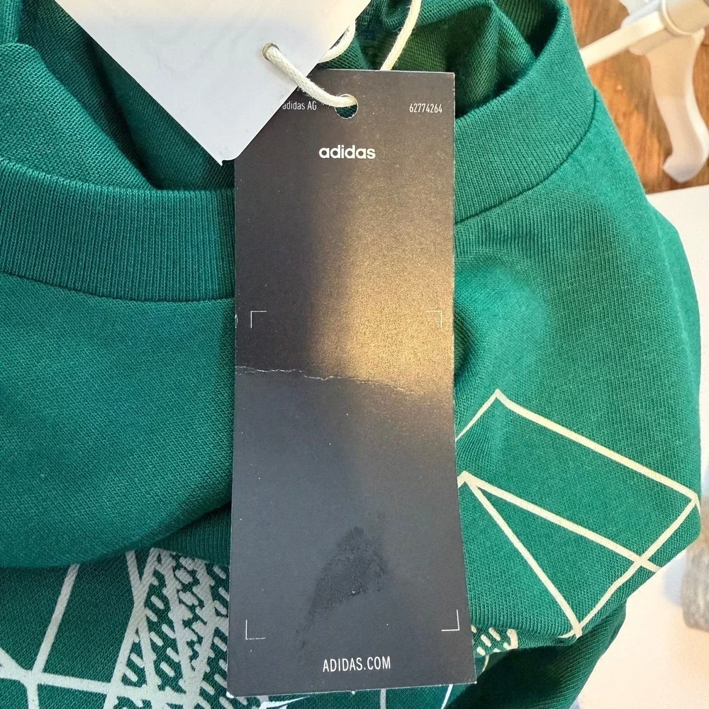 Adidas M T Fill‎ Tee Collegiate Green Geometric Graphic Retro Large 100% Cotton